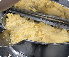 Fresh suet being hand-trimmed